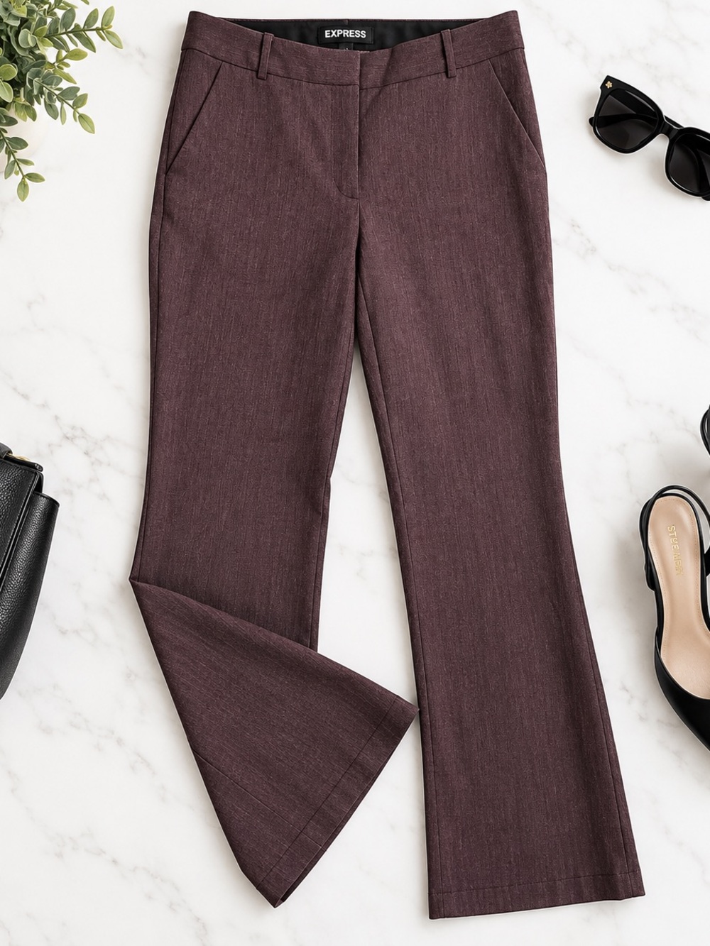 Express Columnist Barely Boot Pants Size 14 Plum Burgundy Dress Career Trousers